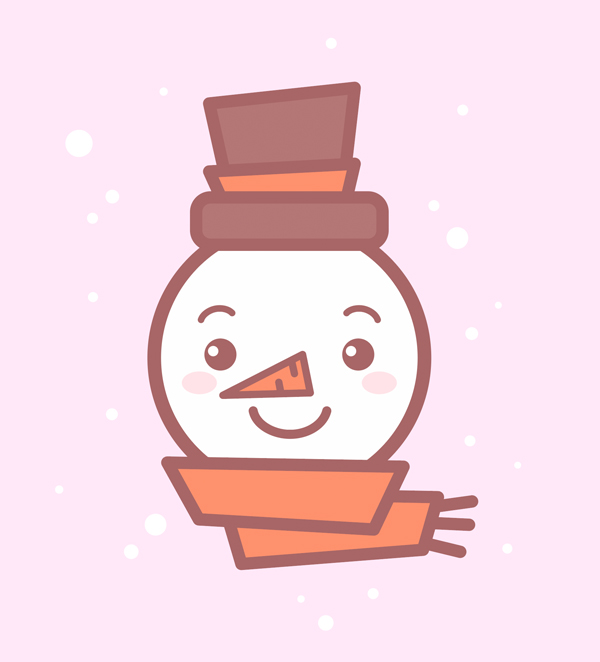 Милая икона снеговика в Adobe Illustrator