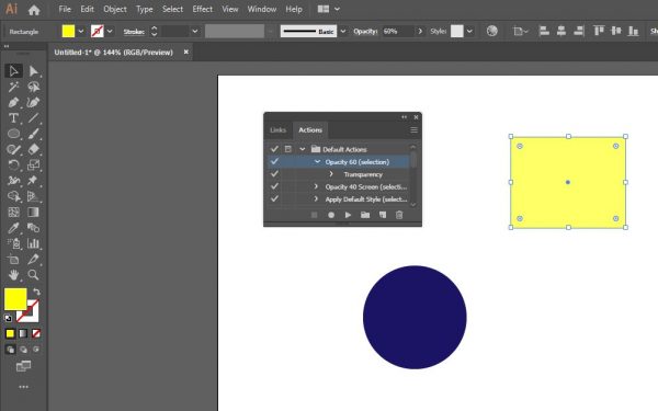 Панель Actions в Adobe Illustrator