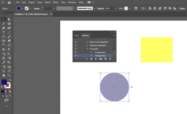 Панель Actions в Adobe Illustrator